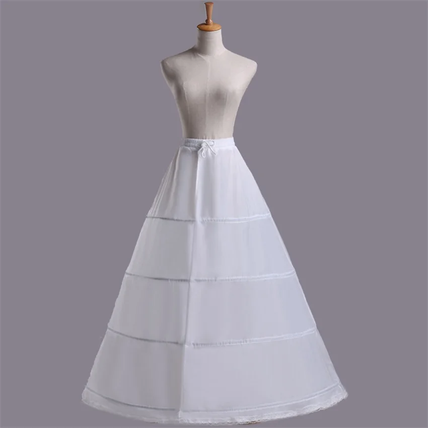 High Quality White 4 Hoops One Layer 1M Women Petticoat Crinoline Slip Underskirt For Wedding Dress Elastic Waist