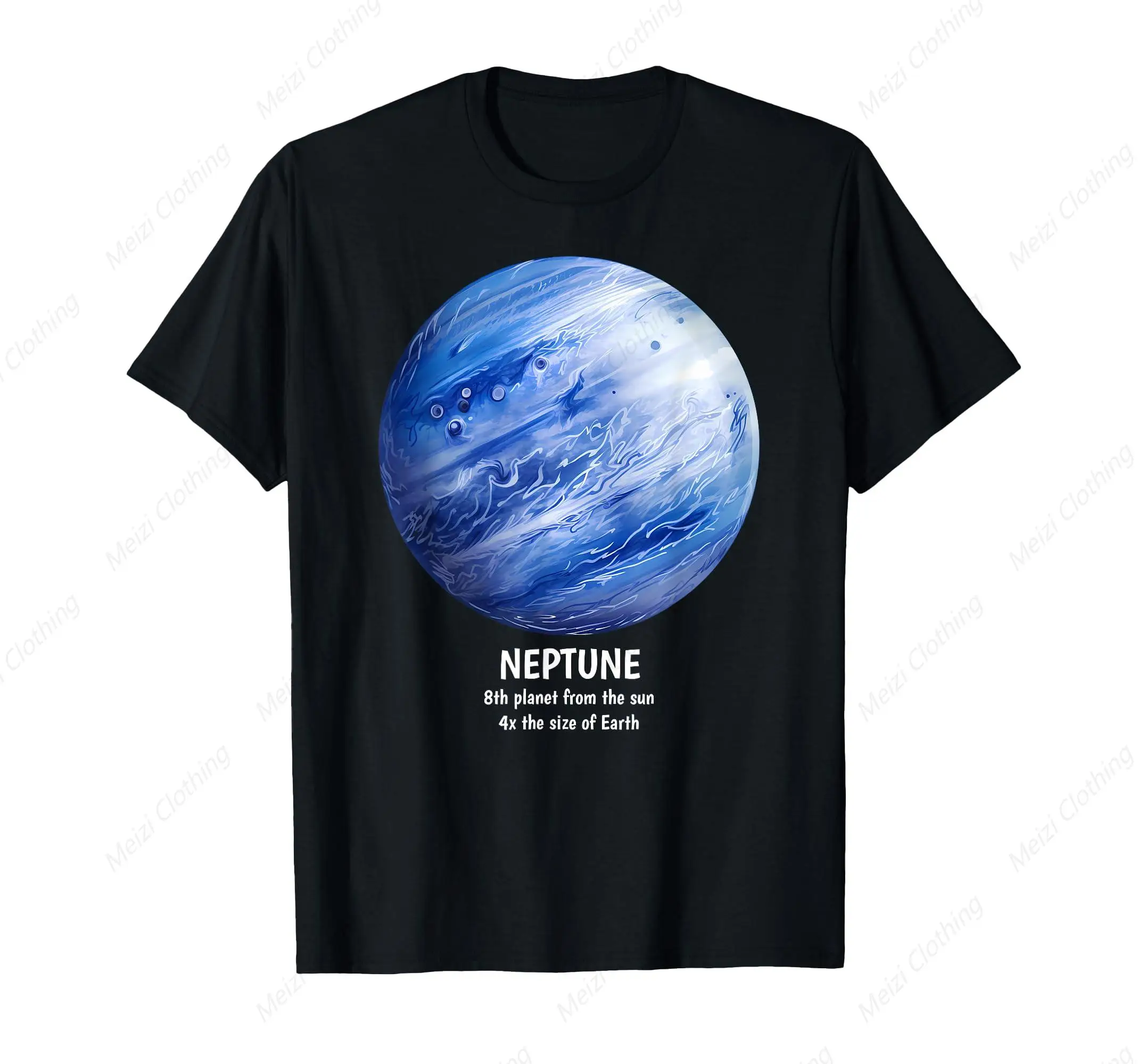 Planet Neptune enthusiast pattern men's and women's T-shirt cool men's space cotton short sleeved shirt