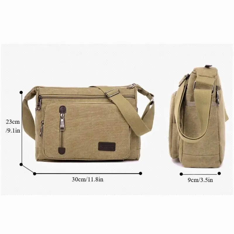 Canvas Shoulder Bag Bottle Men Women Casual Simple Fashion Retro Crossbody Cross Square Multi Layered