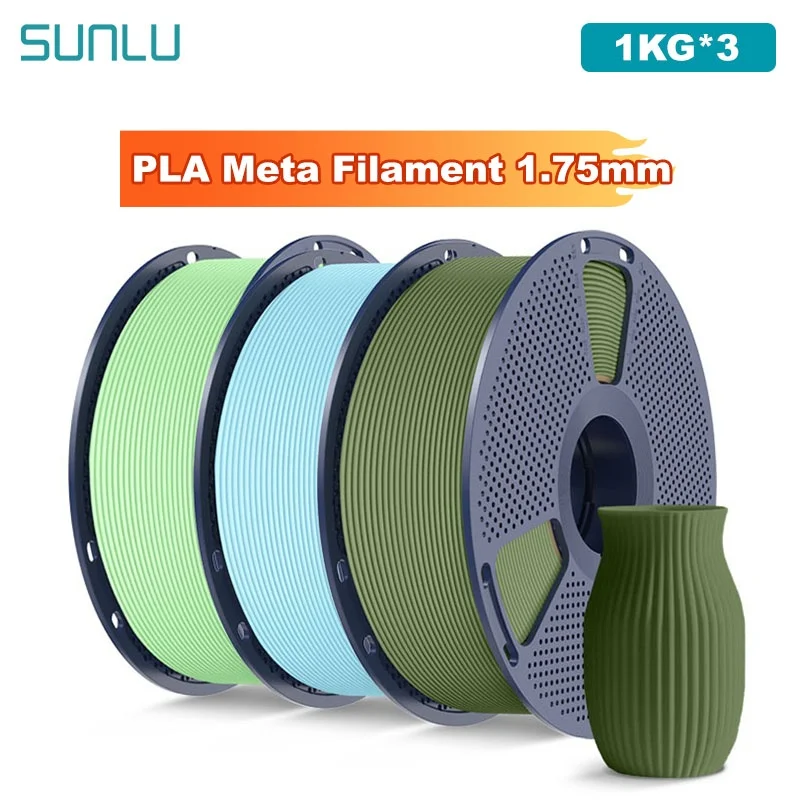 SUNLU 3KG PLA Meta 3D-printerfilament 1,75 mm 1000 g spoel (2,2 lbs) netjes gerangschikt geen knoopfilament geschikt voor de meeste FDM-printers