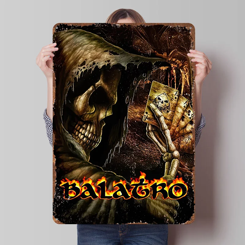 Grim Reaper Playing Cards Art Tinplate Poster Customized Wall Art Vintage Metal Signs Retro Tin Plaque for Home Decor Items Room
