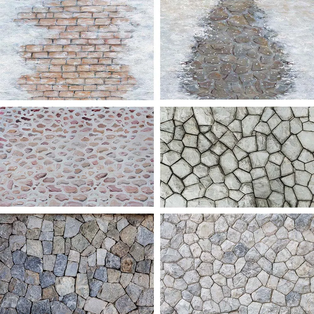 

Mehofond Rubber Floor Photo Photography Background Brick Stone Wall Newborn Decor Backdrop Anti-slip Simulation Backed Mat Props