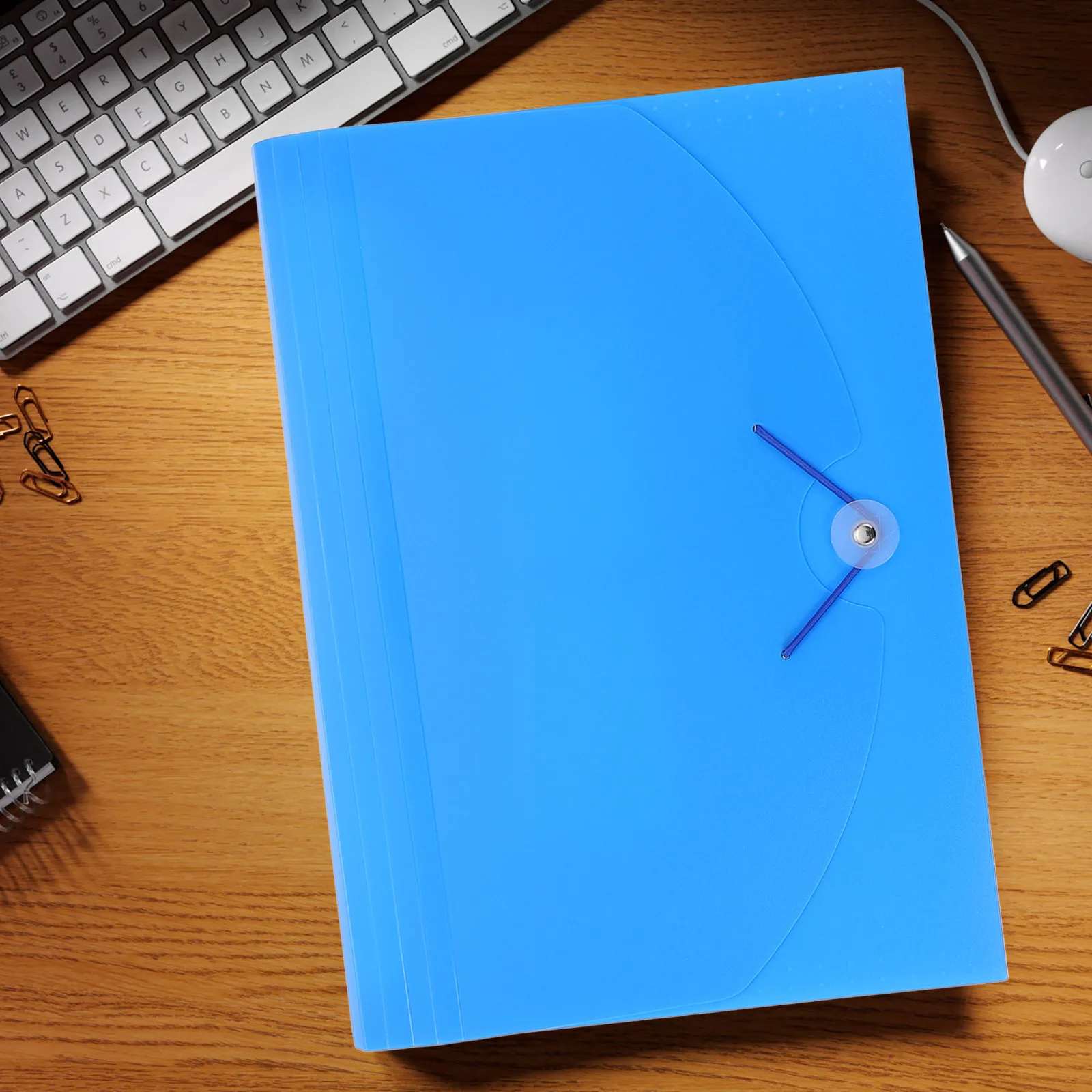 1Pcs A4 File Folder Blue Plastic Document Folder for Office Home School Use Waterproof Paper Organizer Portable File Storage