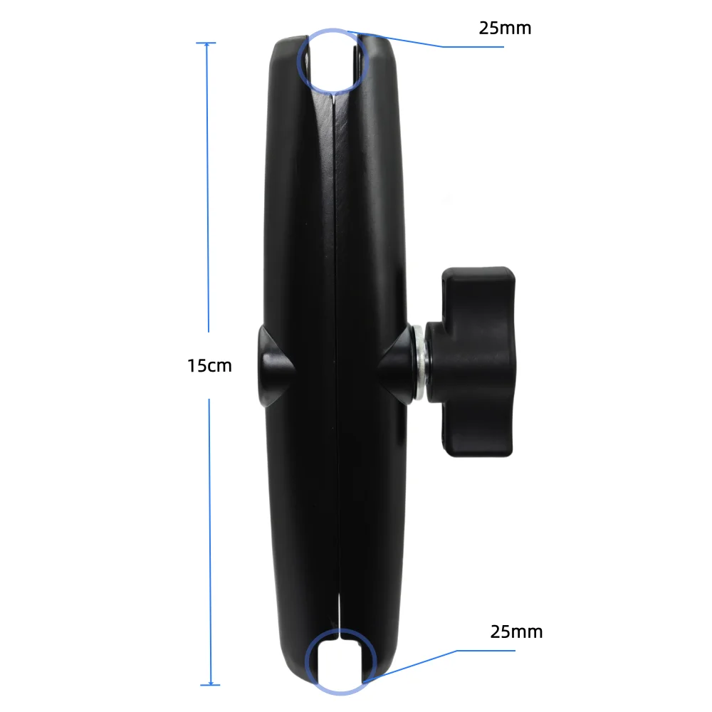 Soporte de extensión de doble articulación con longitud de brazo de 6cm, 9.5cm, 15cm, compatible con adaptador de montaje de bola de 25mm para poste.