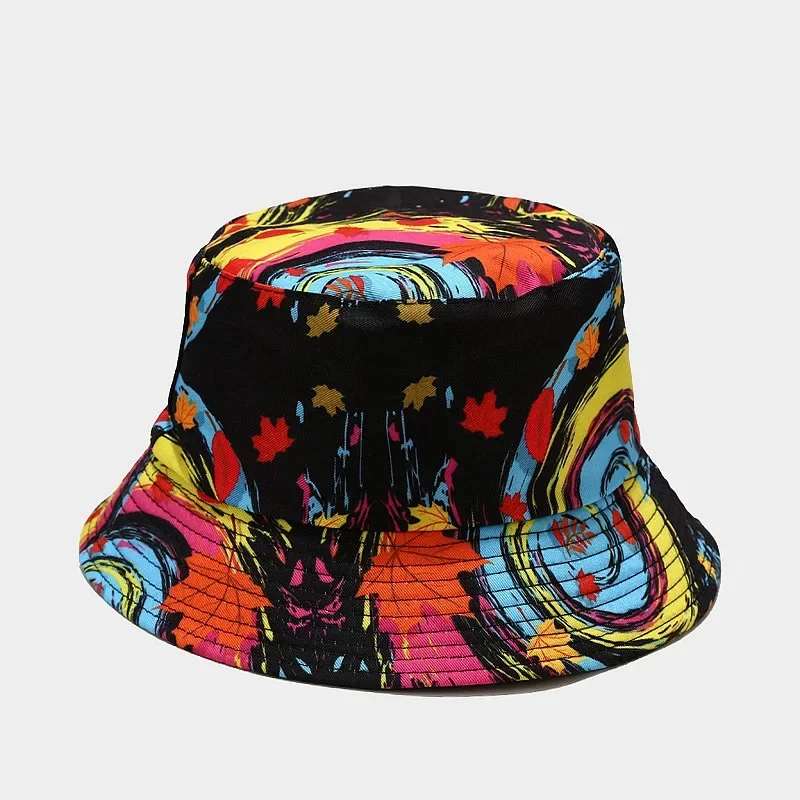 Four Seasons Cotton Flowers Graffiti Print Bucket Hat Fisherman Hat Outdoor Travel Sun Cap Hats for Men and Women 300 view 3