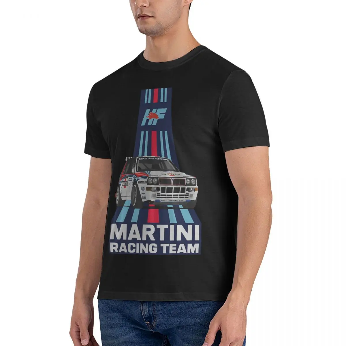 Lancia Delta HF T Shirts Men Cotton Novelty T-Shirts Crewneck Martini Racing Tees Short Sleeve Clothing 4XL 5XL 6XL