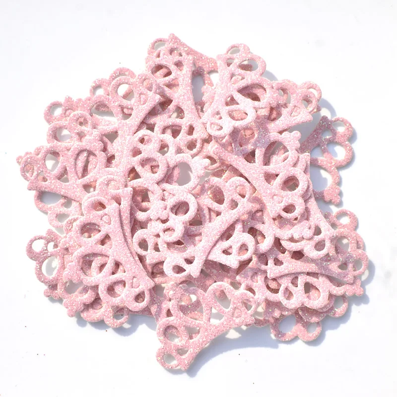 80Pcs/lots DIY Glitter Gold Crown Scrapbooking Crafts Crown Patches Bow Center Cake Decorating Supplies Headwear Appliques