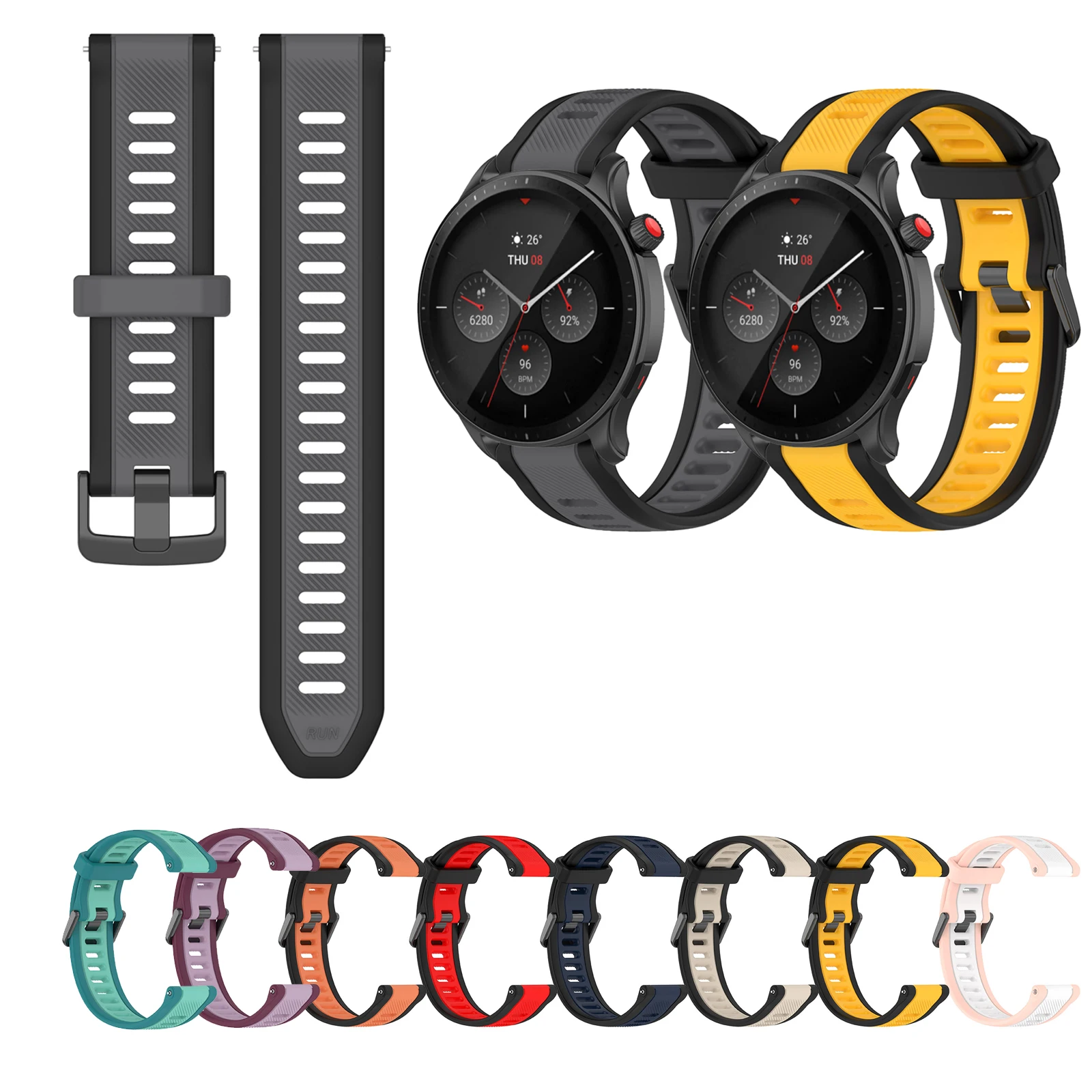 

Silicone Strap For Huami Amazfit GTR Mini GTR3 Pro 42mm 47mm Bip5 GTR2 GTR4 GTR2E 2 3 4 Smart Watch Patchwork Wrist Band