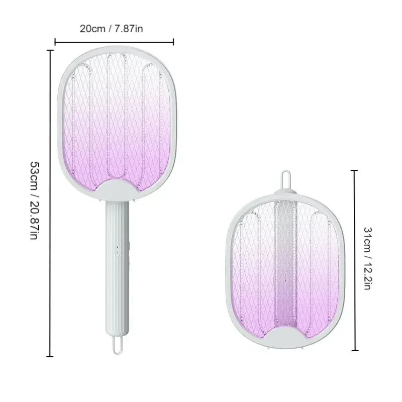 USB 충전식 전기 접이식 모기 킬러 라켓, 플라이 스와터, 3000V 방충등, 1 개, 신제품