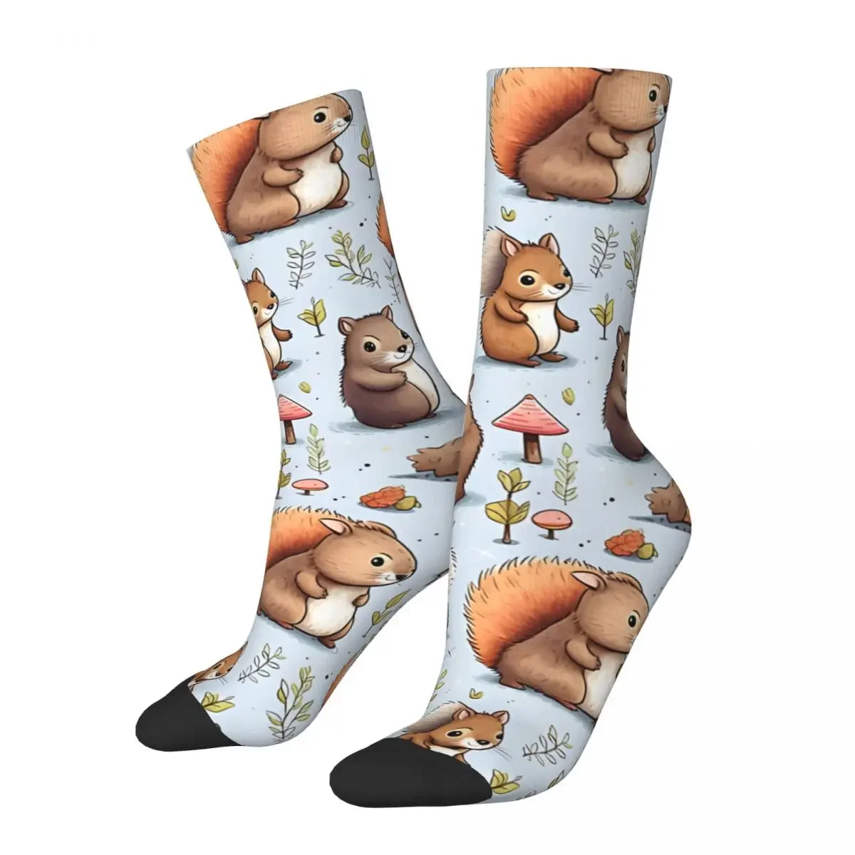 

Cute Squirrel In Blue Background Pet Animal Cute Animal Seamless Animal Seamless Men's Socks Retro Harajuku Street Style Sock