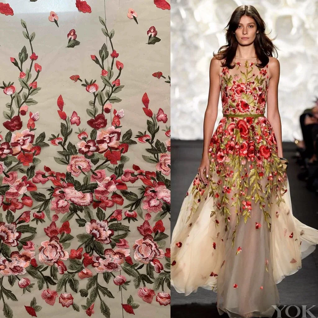 

Latest African Net Lace African Lace Fabric High Quality 5Yards Embroidery Nigerian French Tulle Lace Fabric For Wedding T150