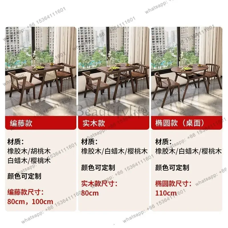 yj58 New two-chair tea table, solid wood small combination, one table and two chairs three-piece set