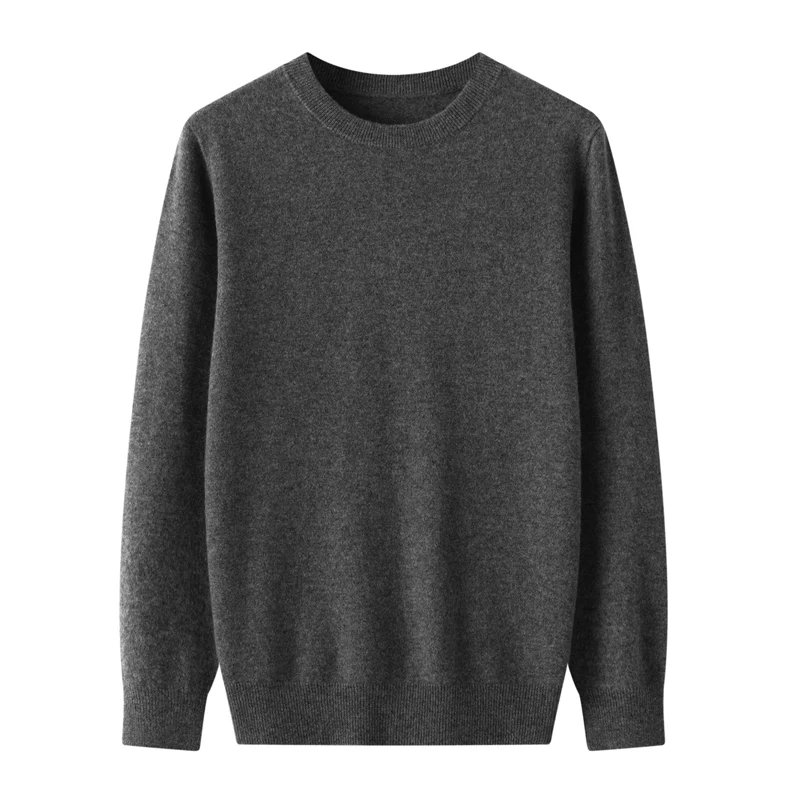 100% lana Merino tinta unita autunno e inverno nuovi uomini ordinario girocollo manica lunga Versatile maglione lavorato a maglia sciolto Pullover