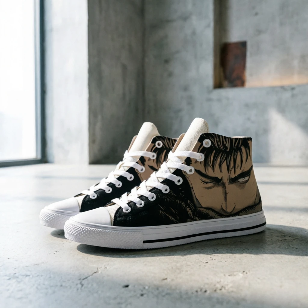 Zapatos de lona Berserk Guts Anime Manga para hombre y mujer, zapatos planos con cordones a la moda, duraderos, antideslizantes, para caminar a diario, zapatos para ir de compras