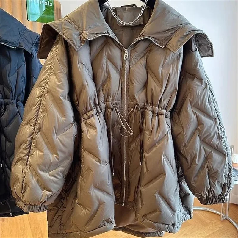 Winter Damesjack 2024 Nieuwe Koreaanse Mode Witte Eendendendons Jassen Parka \'S Warme Pufferjas Losse Damessneeuwkleding