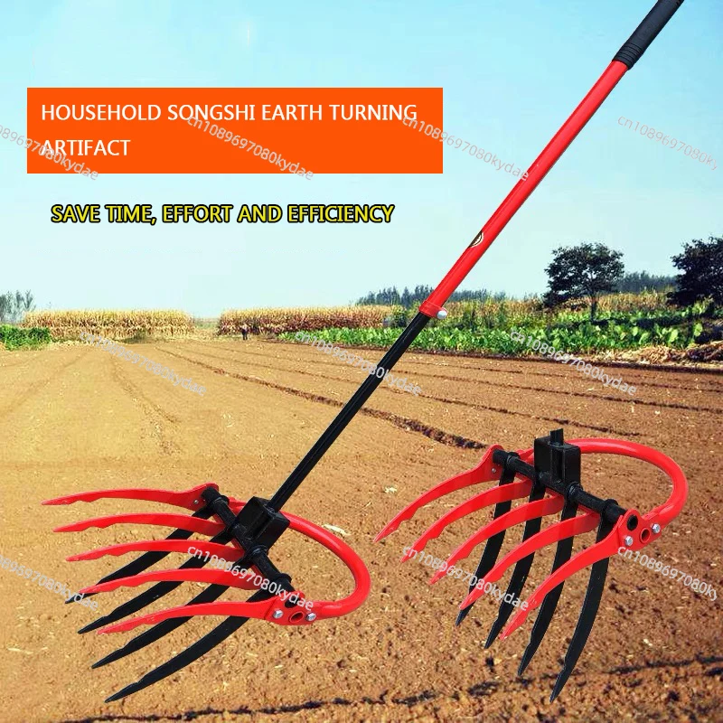 Agricultural Soil Loosening Tool Steel Fork Hoe Digging Pine Artifact Artificial Land Reclamation Tool