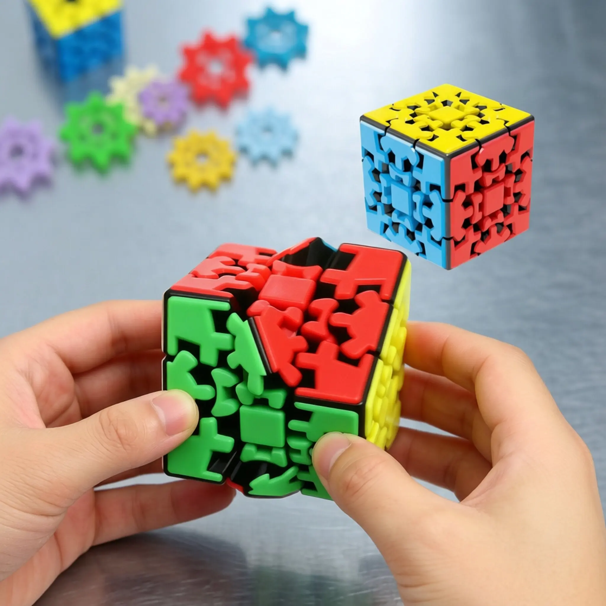 Premium 3D Gear Magic Cube Smooth Turning Brain Teaser Puzzle Desktop Fidget Stress Relief Sensory Toy For Hobby Collection