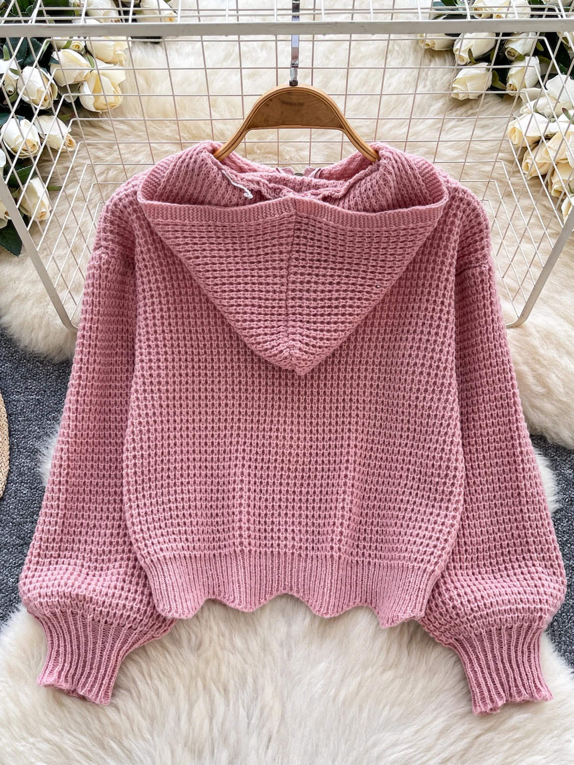 Suéter F de Tricô Solto com Capuz For de Lã, Estilo Casual de Outono, Efeito Emaecedor Confortável, Top Moderno ...