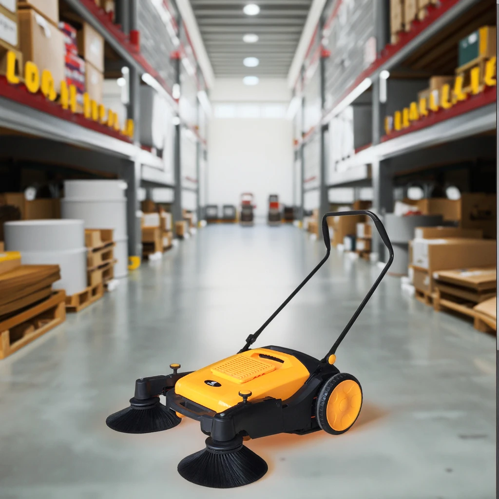 Electric Mini Floor Sweeper Cleaner Machine Hand Push New Condition 12V Brush Wheels Motor Walk-Behind Mini Sweeping