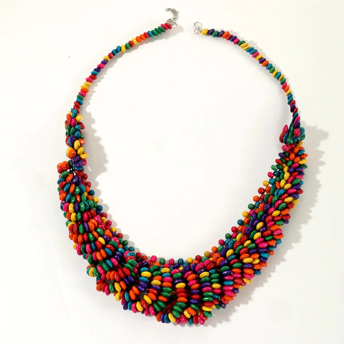 New Arrived Trendy African Style Bohemian Colored Wooden Beads Handmade Beaded Necklaces For Women Summer Party Jewelry