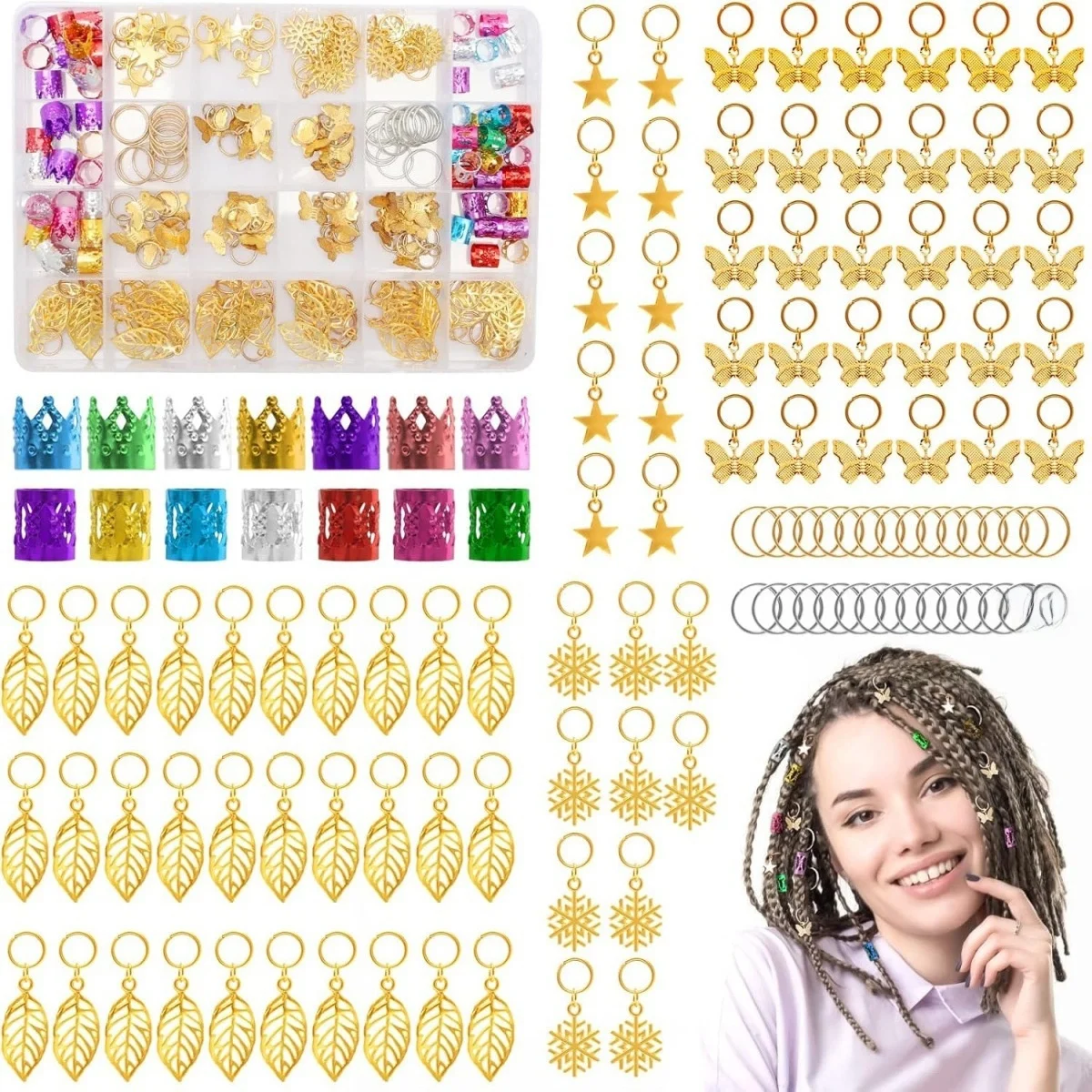 

70 шт. аксессуаров для плетения волос: длинные нити, бусины, плетеные украшения для волос, DIY-украшения для волос, трансграничные товары