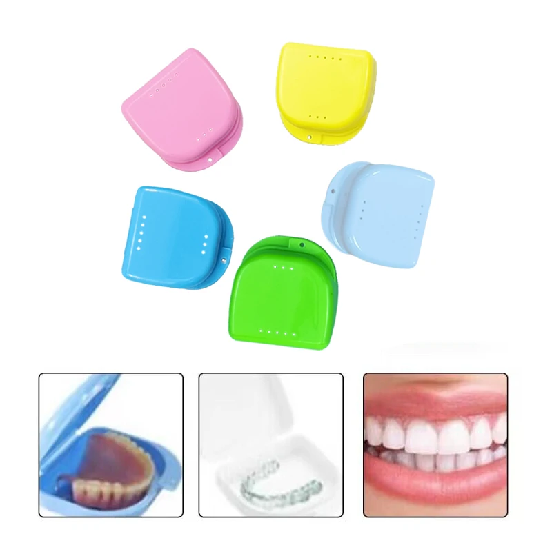 Denture Storage Plastic Box Fake Teeth Orthodontic Case Dental Retainer Mouth Guard Oral Hygiene Supplies Organizer