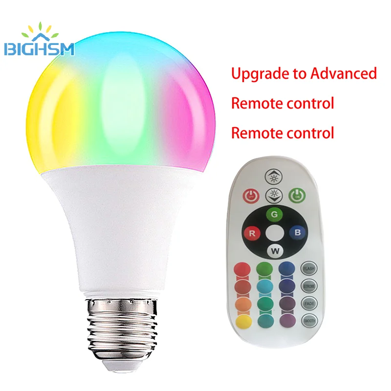 مصباح LED ملون بجهاز تحكم عن بعد ملون ، كرة أرضية متغيرة اللون RGB ، فم لولبي E27 ، إضاءة داخلية ، تعتيم ، مصباح ليلي صغير