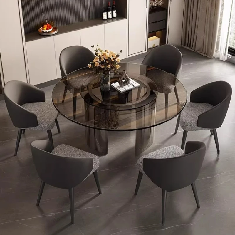 Mesa de Comedor de Diseño Lounge, Mesa Redonda de Vidrio para Café, Mesa de Comedor Ahorradora de Espacio, Mesas de Comedor Nórdicas de Pared, Muebles de Cocina