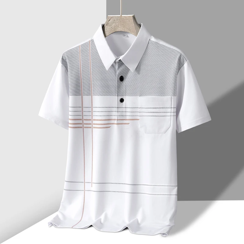 2026 New Summer Golf Wear Polo Shirt for Men Breathable Front Pocket Design Graphic Polo T-shirt Man New Collection