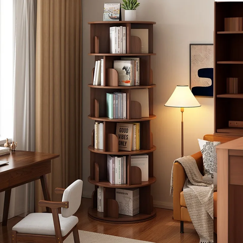 Rotating 360 Degree Corner Bookcase Floor Standing Narrow Cabinet Kids Picture Books Bookshelves Book Shelf Bookshelf