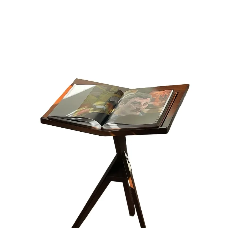 and newspaper sheet music rack edge, several storage photo albums, walnut retro display floor-to-ceiling vertical magazine rack