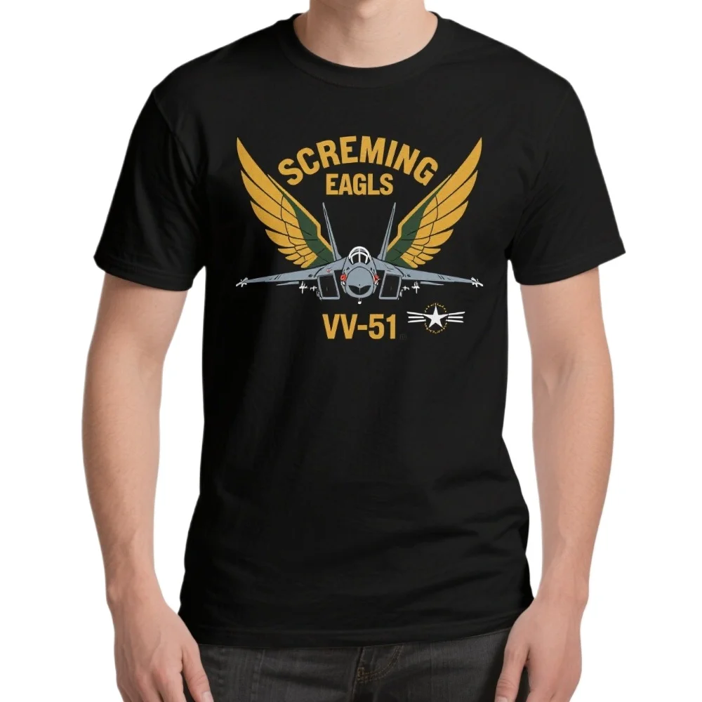 Screaming Eagles VF-51 Fighter Squadron F-14 Tomcat T-Shirt 100% Cotton O-Neck Summer Short Sleeve Casual Mens T-shirt