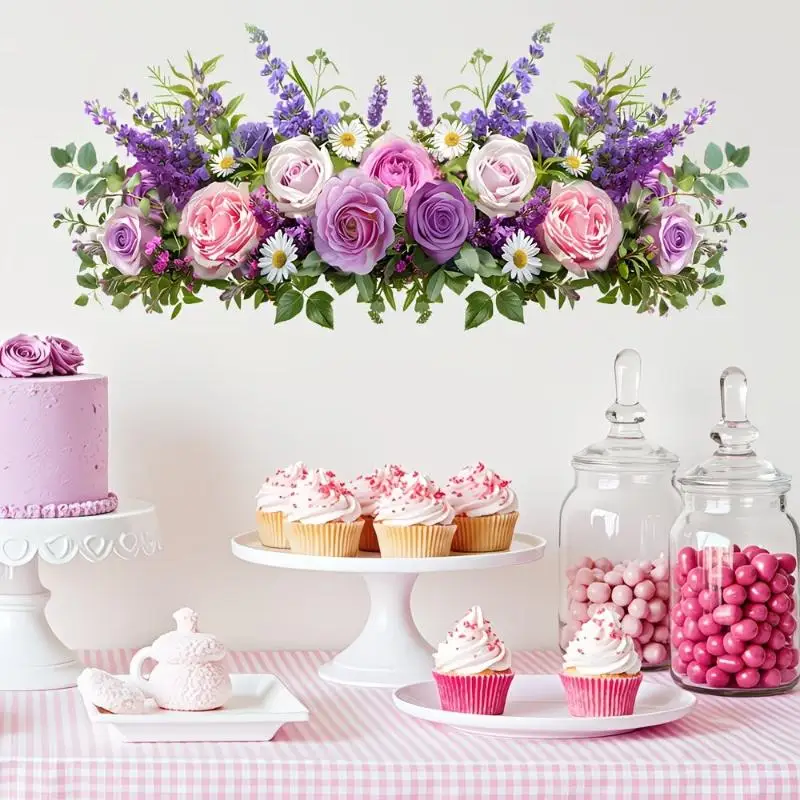 New Fresh Floral Pattern Sink Area Background Wall Sticker Bathroom Wall Decoration Self-Adhesive Removable Waterproof Sticker