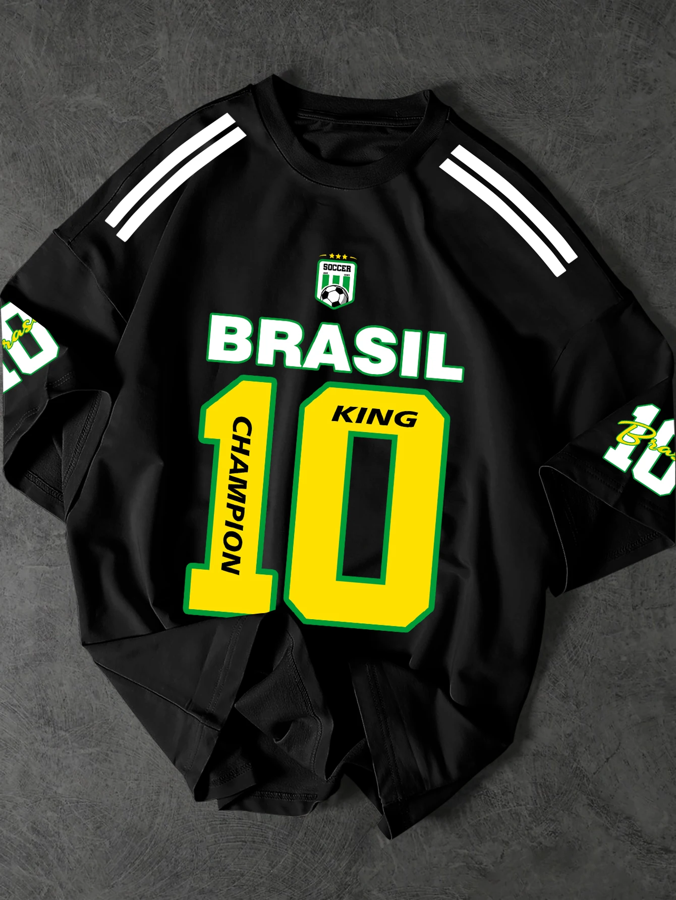 Camiseta Estilo Streetwear Brasil 10 Rei Campeão: Camisa de Futebol