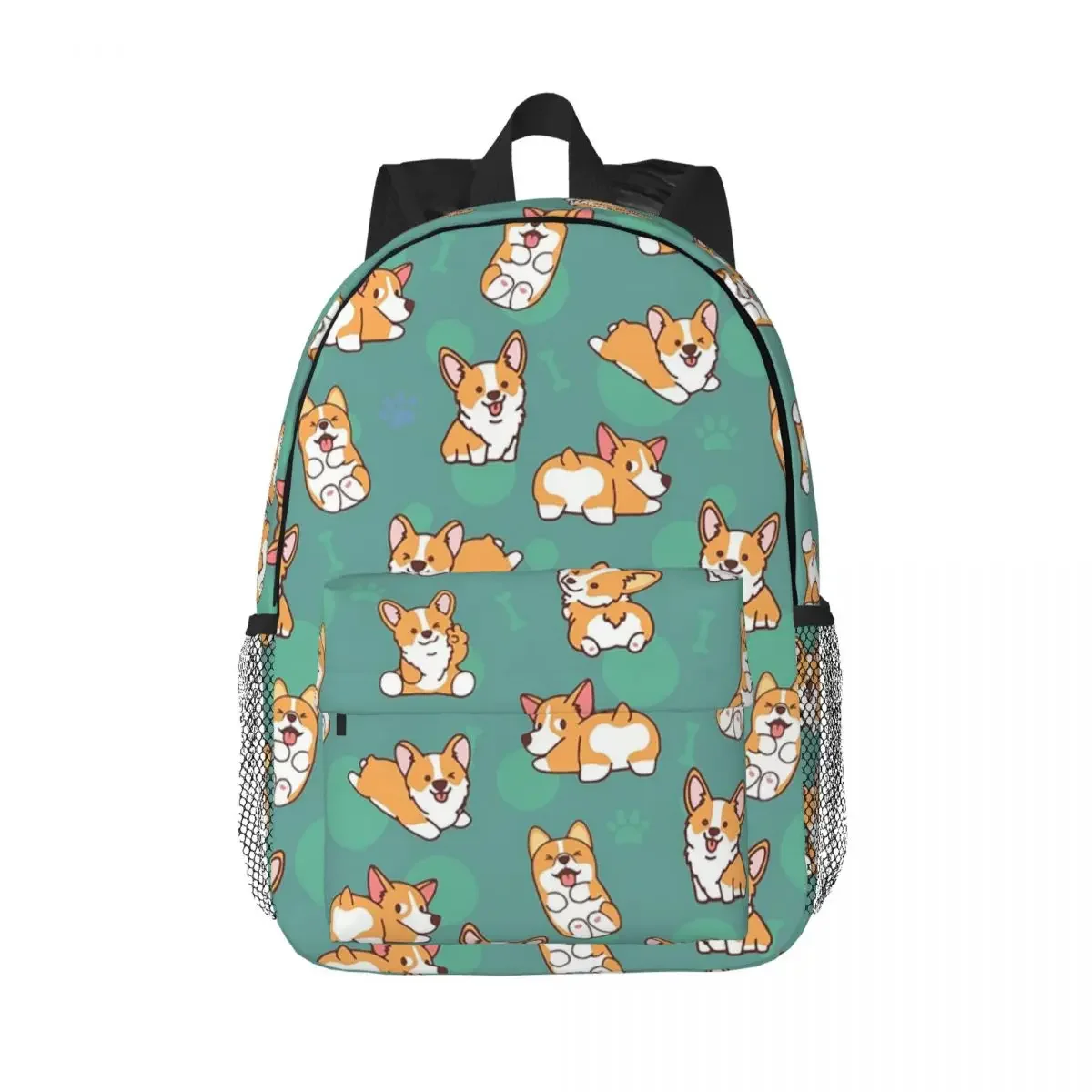 

Corgi Puppy Fun - Green Backpacks Boys Girls Bookbag Casual Children School Bags Laptop Rucksack Shoulder Bag Large Capacity