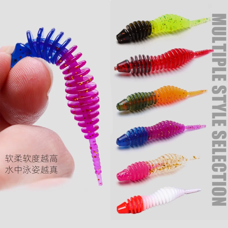 MrLurion 10 Pieces a Box 5cm 1g Shad Lure Soft Bait for Fishing, Artificial Grub Worm Lure Bait Floating