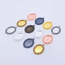 Onebeading Fit 13x18mm Oval Cabochons Pattern Glass Charm Base Blank Setting Bezel For DIY Making accessories Gift 20pcs K06366