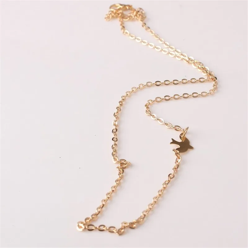 Tiny Peace Pigeon Pendants Necklaces for Female Thin Chain Necklaces Minimalist Clavicle Necklaces Summer Beach Collares