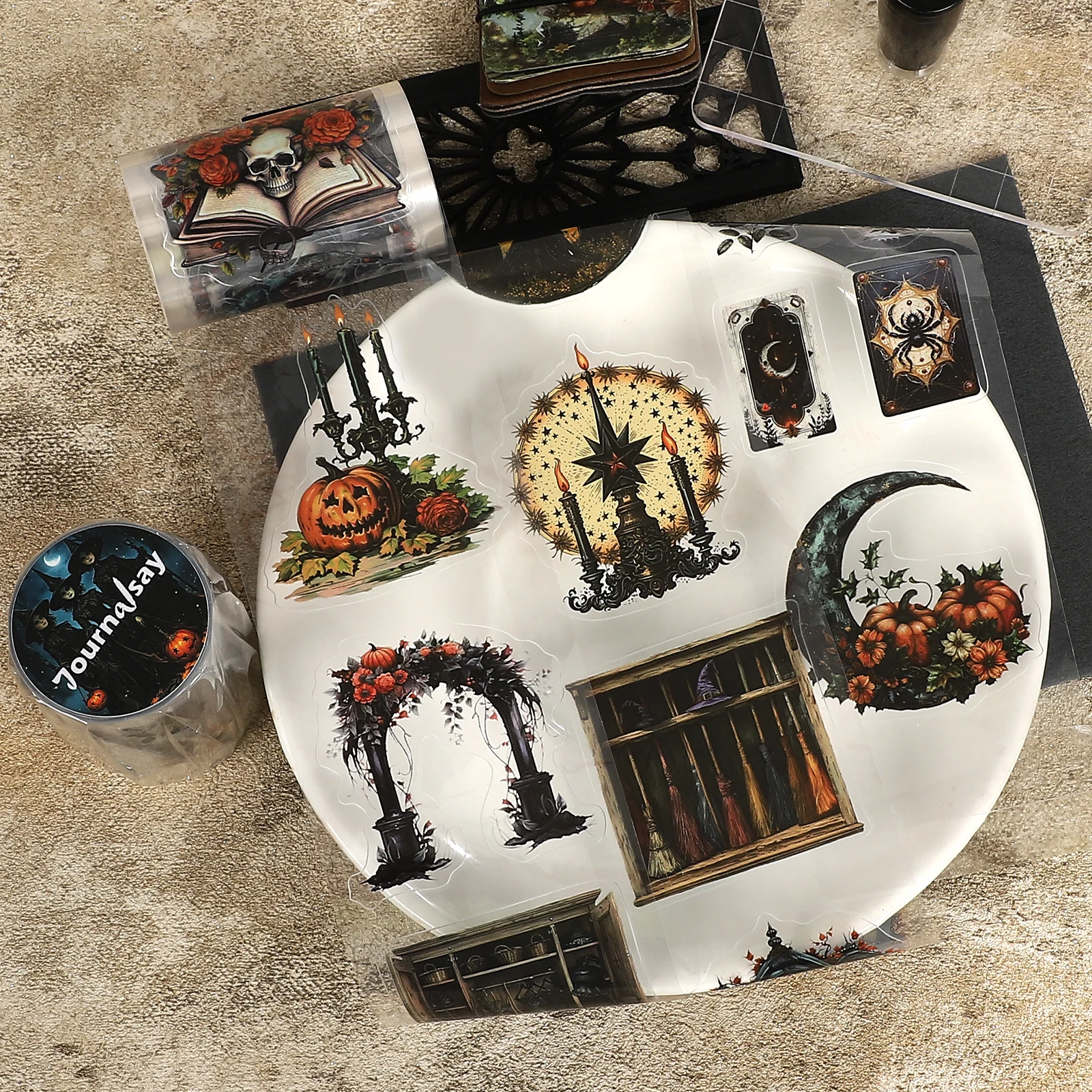 60mm*200cm Vintage Halloween Witch Covens Landscape PET Tape Creative DIY Journal Material Collage Scrapbooking Stationery