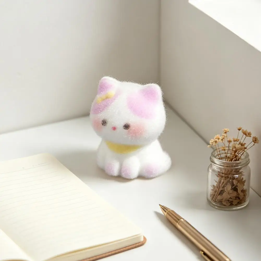 2Pcs Cat Figurines Resin Flocking Mini Cute Cat Decor for Car Dashboard Office Desk Bedroom Kitchen Countertop Accessories