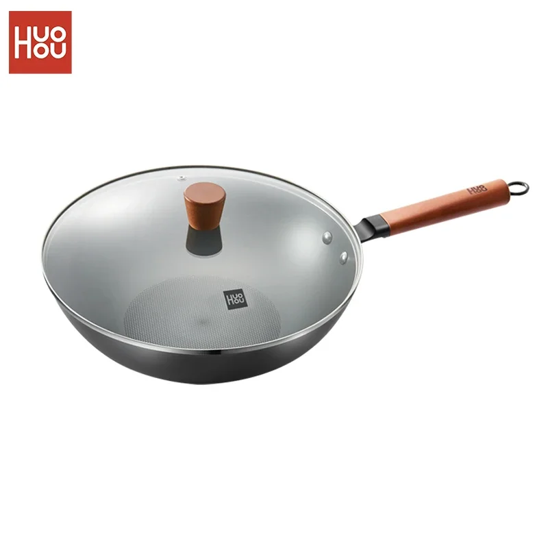 

Huohou Cookware Refined Iron Wok Non-coating Rust Proof Pot Nonstick Frying Pan Induction Cooker Gas Stove