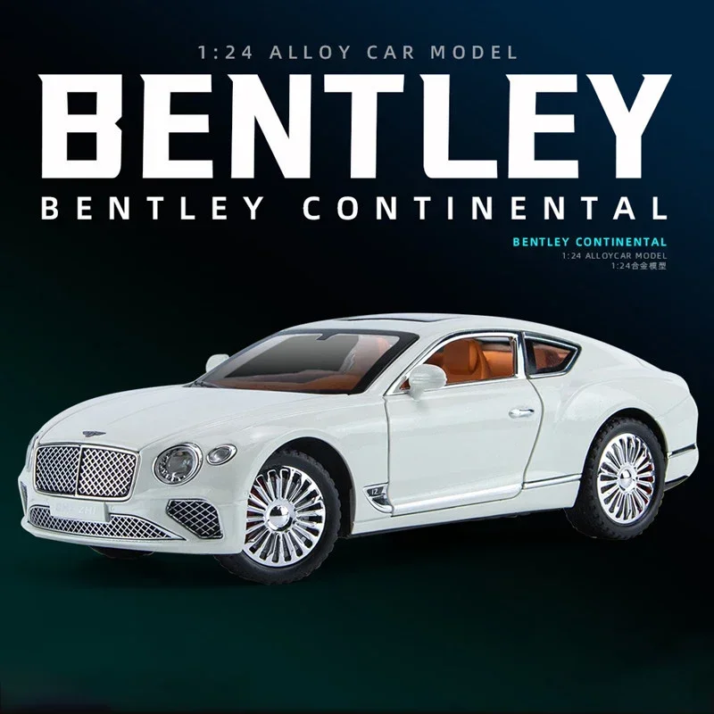 Modèle de véhicule en alliage moulé sous pression pour enfants, 1:24 Bentley Continental, jouet léger et sonore, collection de voitures, simulation