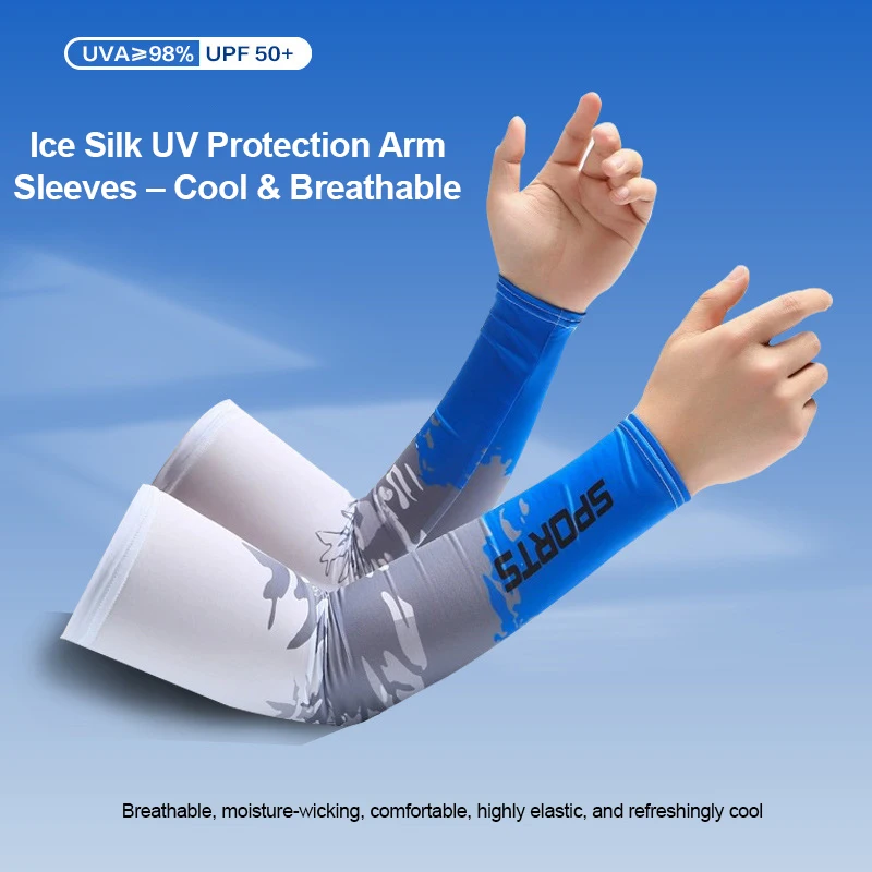 

Cycling UV Protection Arm Sleeves Men Women Summer Spring Ice Silk Oversized Gradient Camo Cooling Drive Breathable Arm Covers