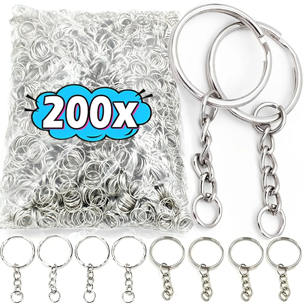 Silver Plated Metal Blank Keyring Keychain Split Ring Keyfob Key Holder Rings Women Men DIY Key Chains Key Ring Accessories