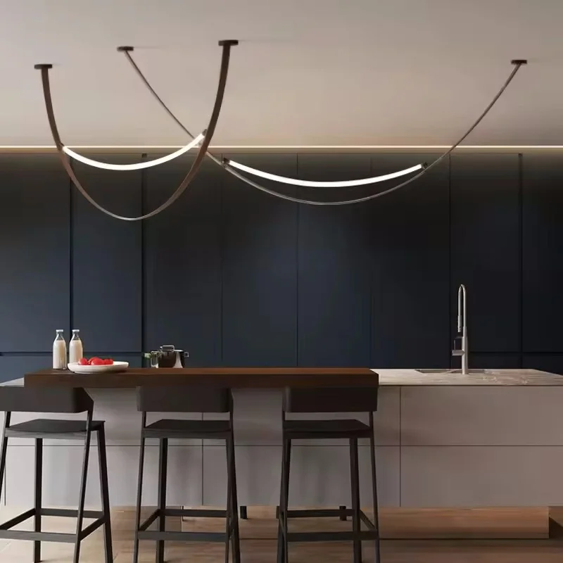 Nordic Minimalist Wabi Sabi Leather Chandelier Living Dining Room Bar Island Led Pendant Lamp Bedroom