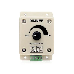 LED Dimmer Knob Switch DC 12V 24V 8A Brightness Adjustable Controller for Car RV Single Color LED Strip Light LED Dimming ﻿