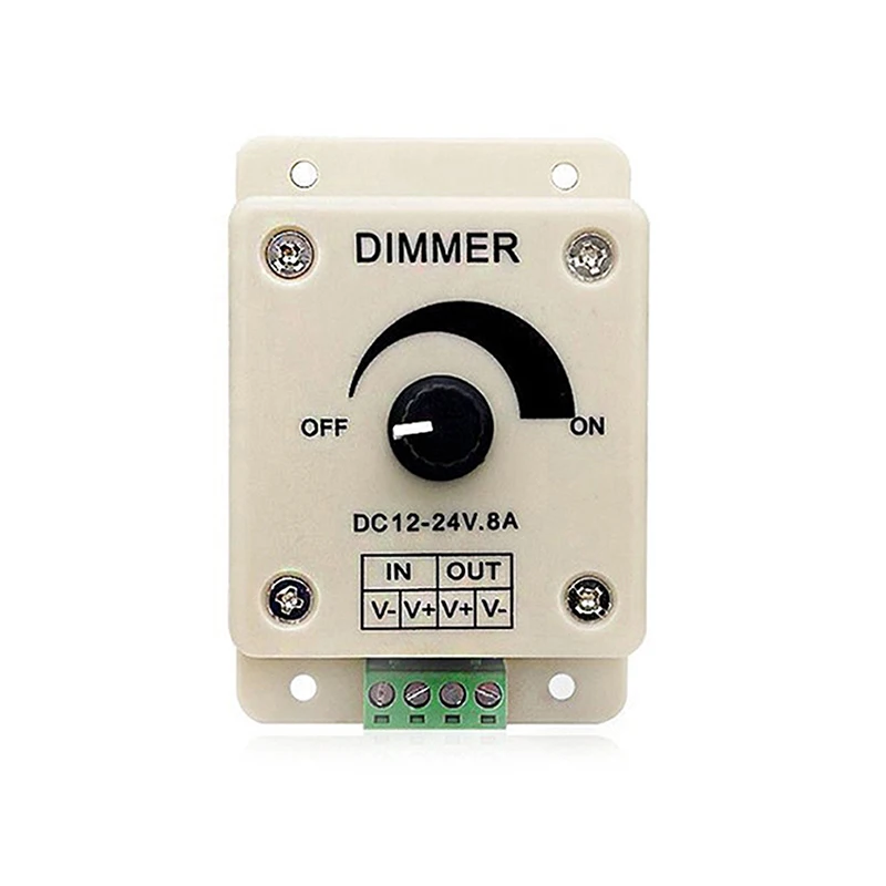 DC 12V 24V 8A Adjustable LED Dimmer Switch Brightness Lamp Bulb Strip Driver Single Color Light Power Supply Controller