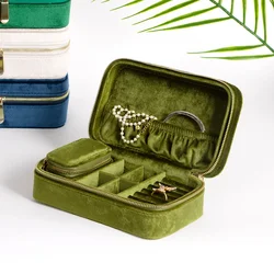 Portable Storage Organizer Retangle Jewelry Box Earring Holder Display Travel Jewelry Case Zipper Travel Case