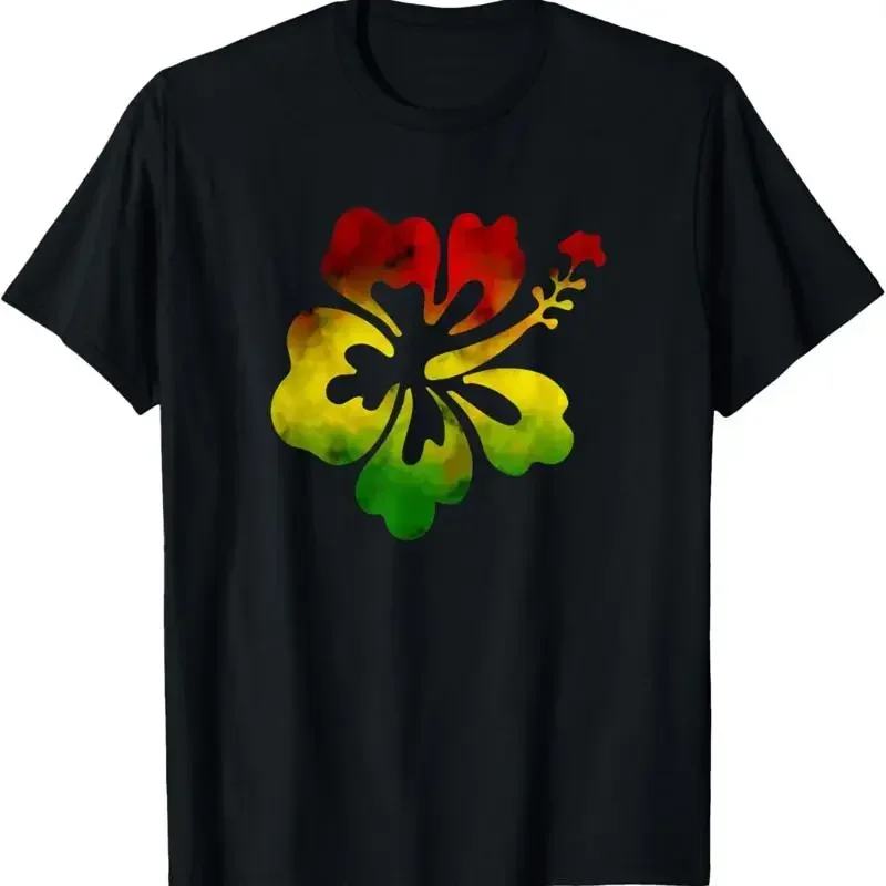 Hawaii Hibiscus Flower Hawaiian Rasta Water colors T Shirt