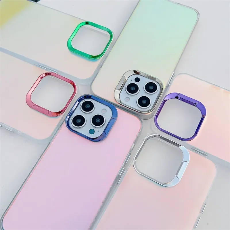 Exquisite Plating Shine Glare Discoloration Shockproof Case For iPhone 15 12 13 11 16 Pro Max 14 Plus XR Protection Cover Girl